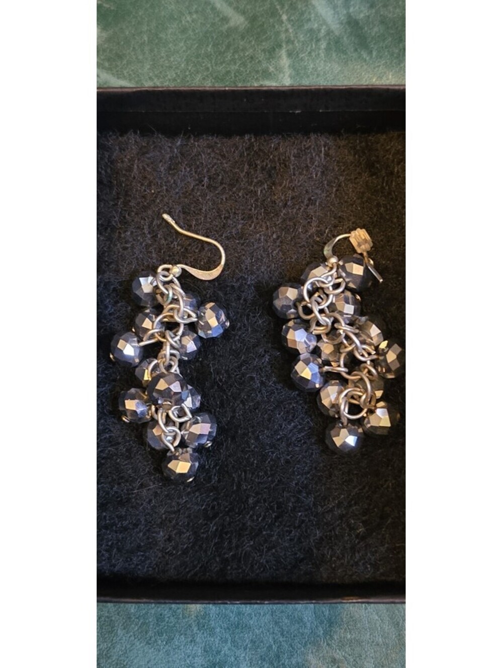 Beaded Dangle Beaded Earrings Silver Tone Mid Century Modern Boho Pierced 2"